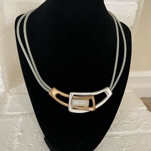 Two Tone Small Cord Pendant  Necklace Grey Unique Rare